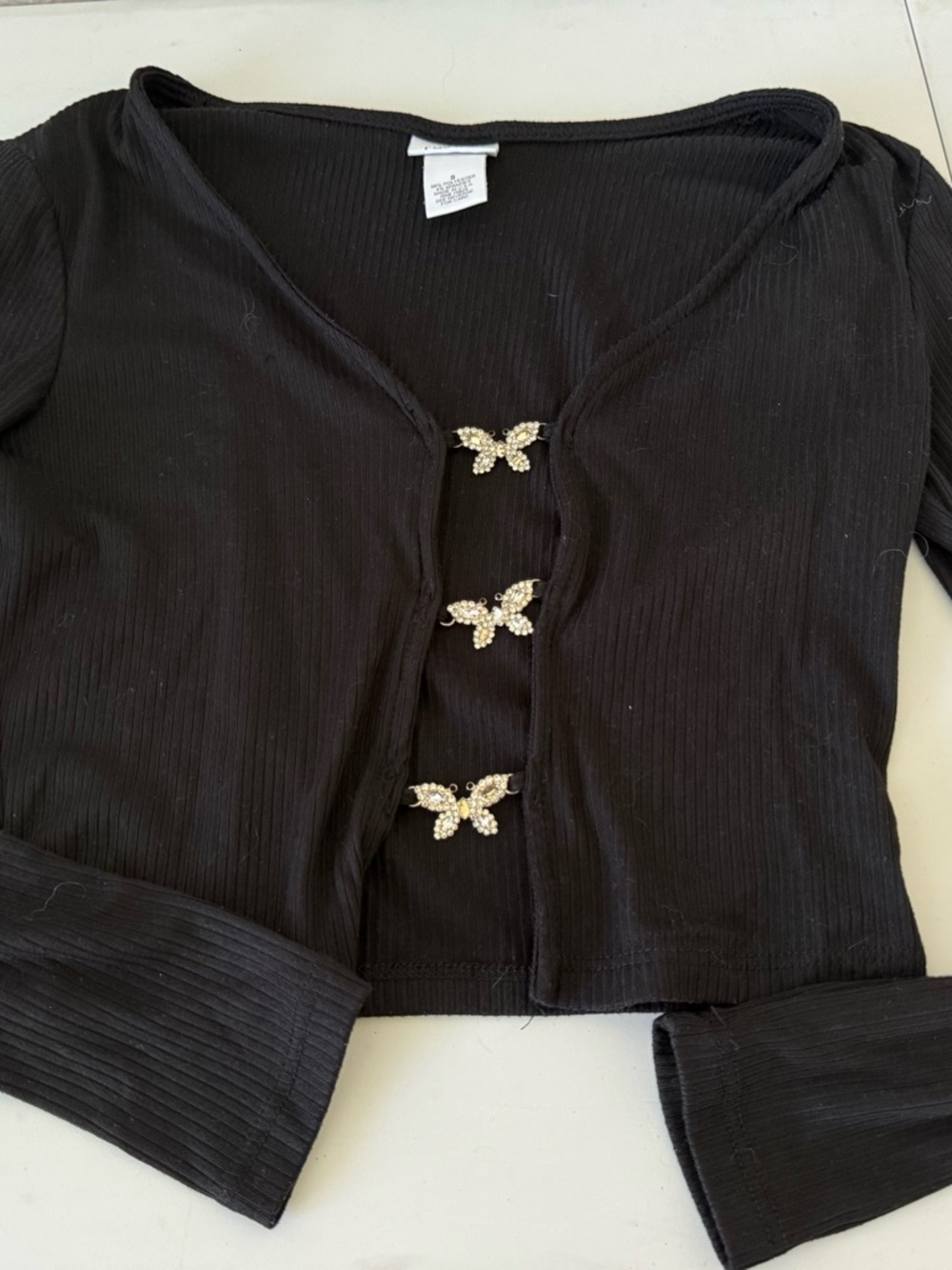 Rue21 Black Ribbed Scoop-Neck Top Small